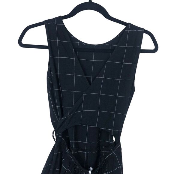 Marine Layer Jumpsuit Womens Size Small Black Eloise Belted Windowpane Crop New - Picture 5 of 12
